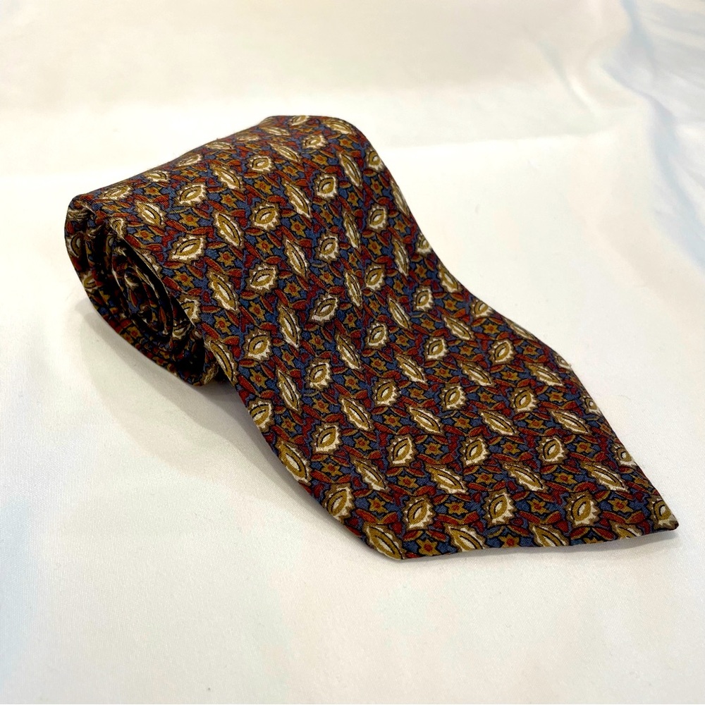Christian Dior‎ Monsieur Vintage Silk Tie Paisley Floral Leaf Pattern Luxury Art